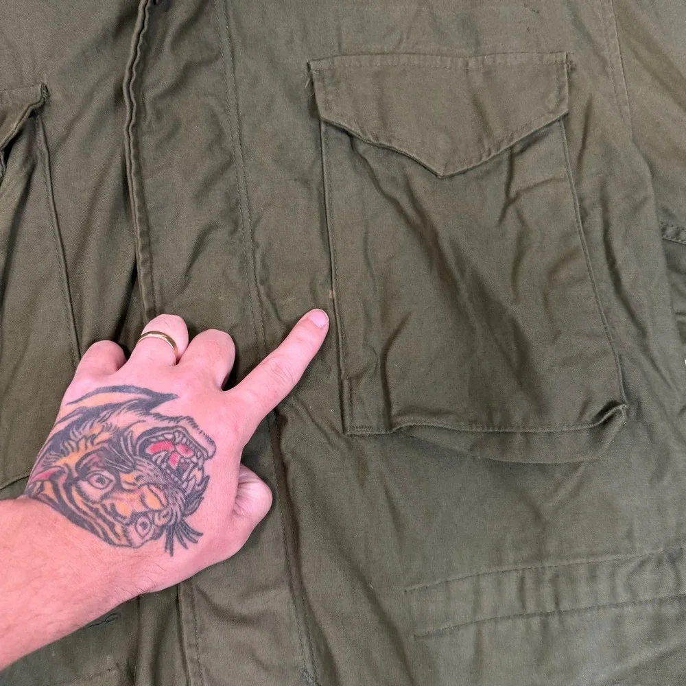 Vintage Military M-65 Field Jacket Olive Drab Green OG 107 Medium Regular